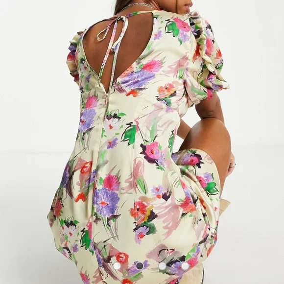 Topshop sketched floral tie front mini dress in multi​ - Picture 10 of 10